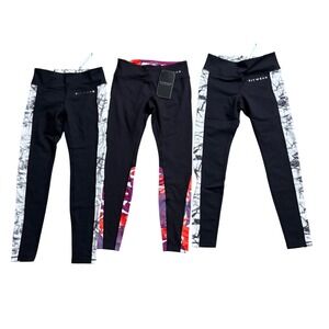 Fitwear Womens‎ Leggings Lot of 3 Size Small Black Marble Floral Activewear NEW